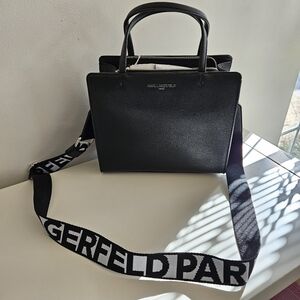 Karl Lagerfeld Paris black/silver Small Maybelle Two-Way Satchel